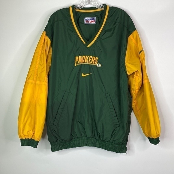 Vintage Nike Reversible Green Bay Packers Pullover Jacket Size Medium - Picture 3 of 11